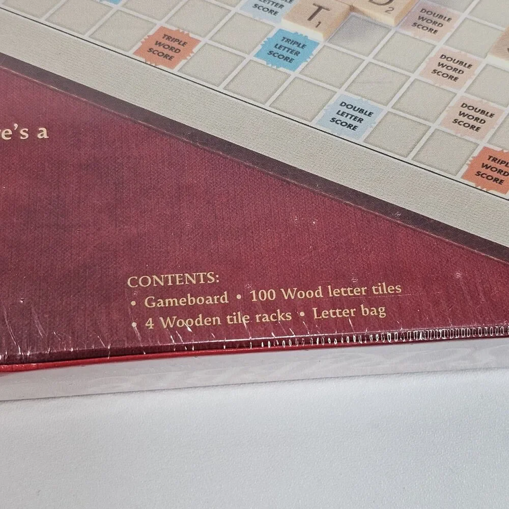 2001 Vintage Scrabble Crossword Game Parker Brothers Wooden Tiles New Sealed